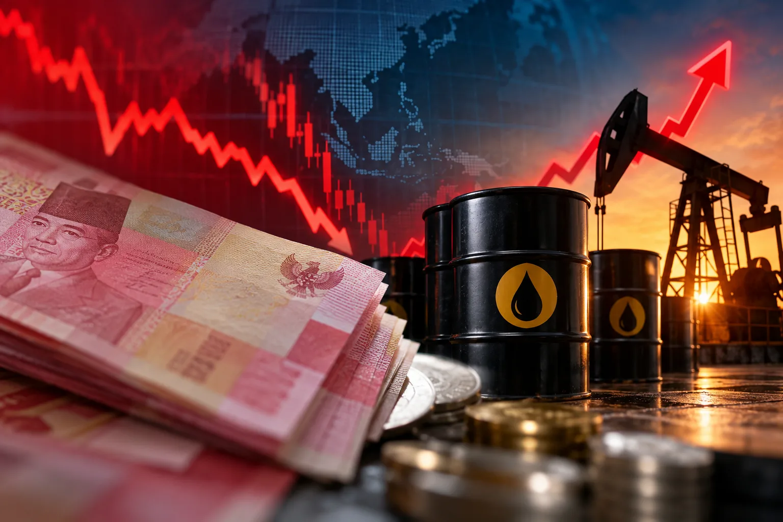Ilustrasi mata uang rupiah dan dolar AS