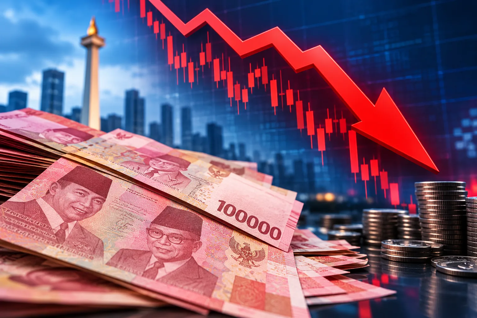 Ilustrasi uang rupiah dan dolar AS